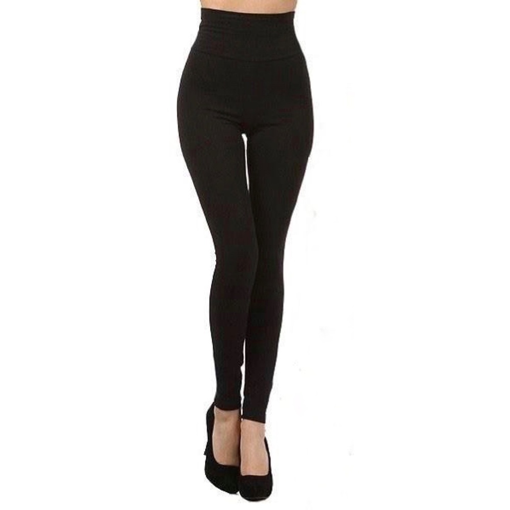 Black High Waist Tummy Control Leggins One Size